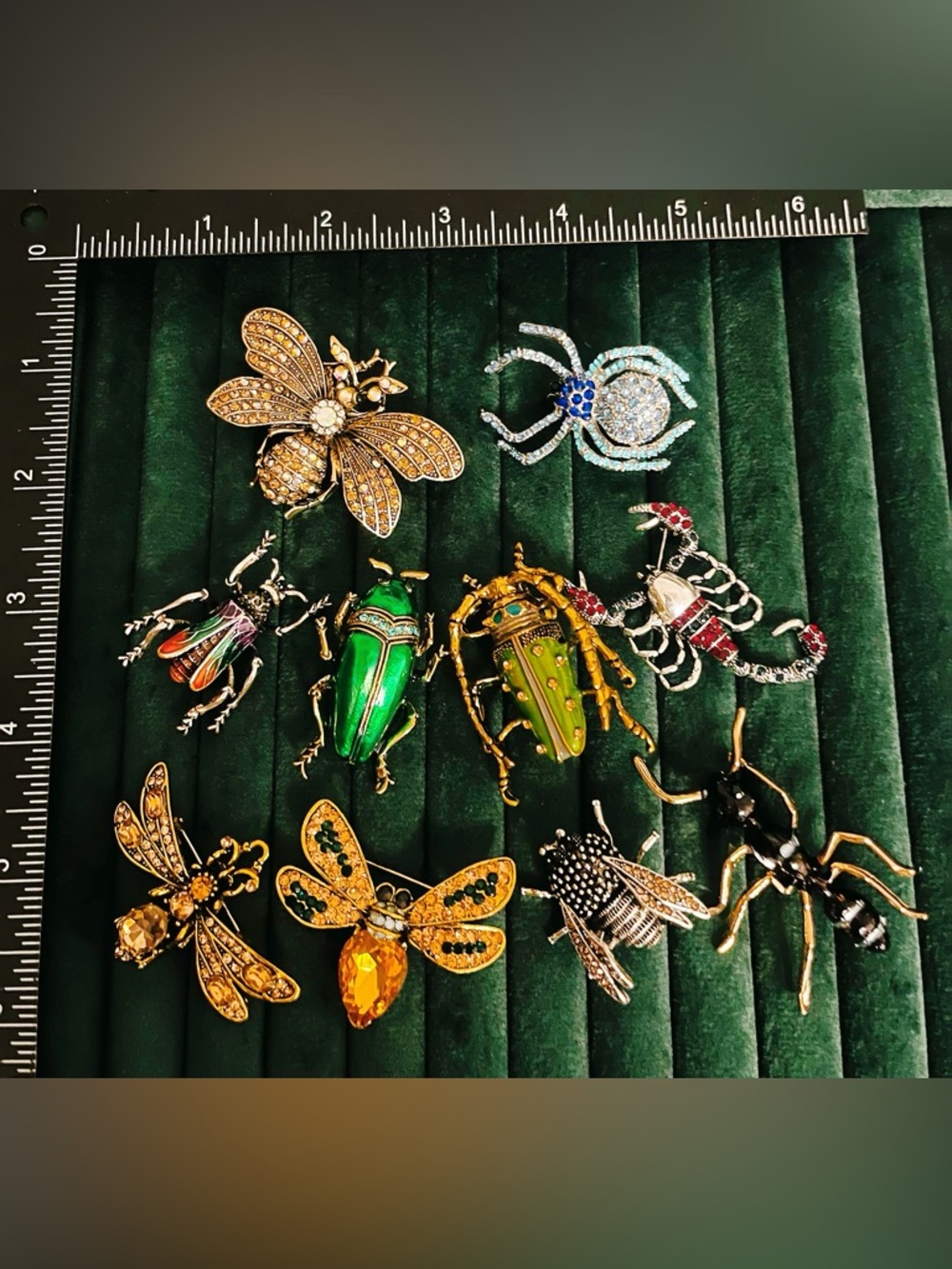 Lot 10 Insect Brooch Pins Vintage Style Enamel Crystal Beetle Spider Scorpion
